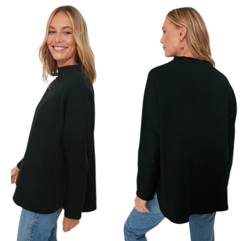 Pomander Place Bowie Oversized Mock Neck Sweatshirt Black Size S - Picture 2 of 7